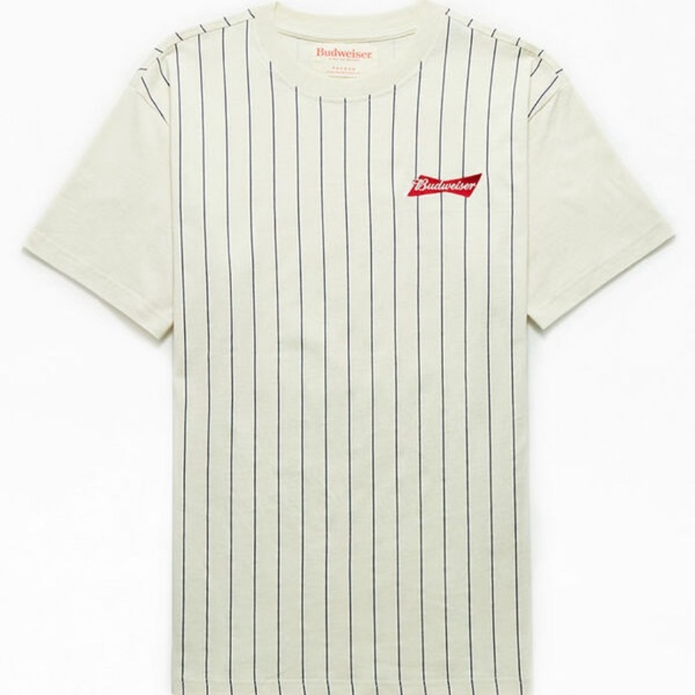 Budweiser White Striped Men's Shirt